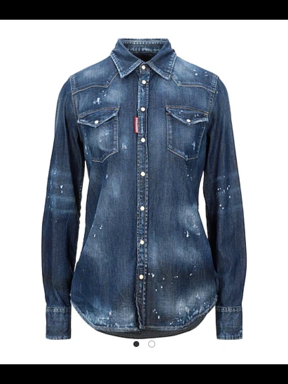 Denim Button-Up Shirt in Distressed Dark Blue